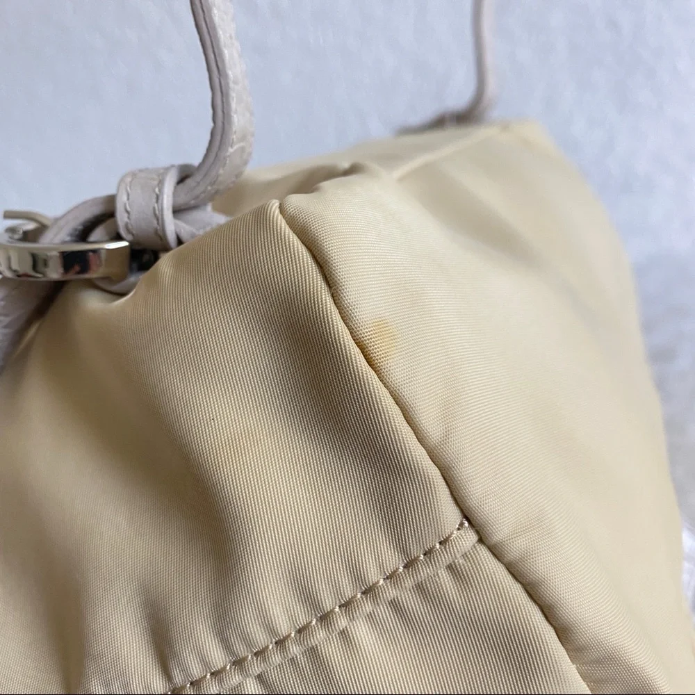 Tosca blu beige leather front pocket nylon backpack